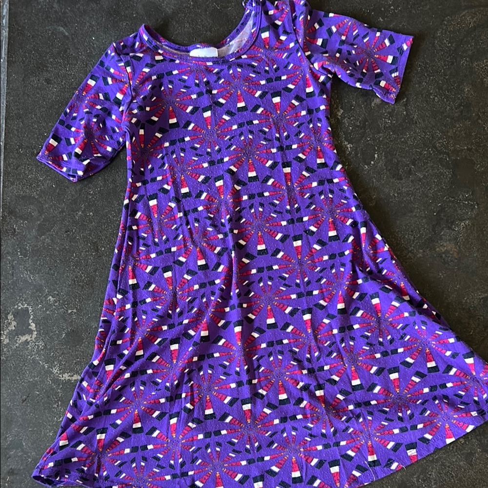 Purple Patterned Kids Dress